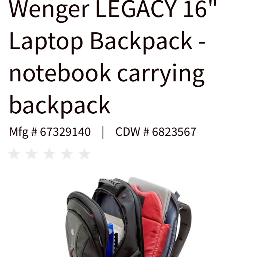 Brand new Wenger Legacy laptop backpack, black